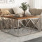 Hommdiy Couchtisch, Beistelltisch mit Glasplatte, Sofatisch Tisch mit Edelstahlgestell, Pflegeleicht Kaffeetisch Teetisch, Edelstahl Hartglas Silber,Holz