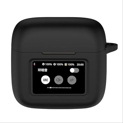 GIOPUEY Hülle Kompatibel mit JBL Tour Pro 3, Silikon Stoßfeste Schutzhülle, Ultradünn Case Cover, Kein Geruch, Hülle Silikon - Schwarz