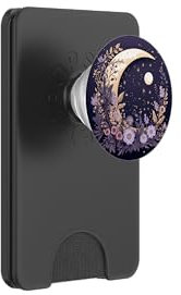 Boho Moon And Wildflowers PopSockets PopWallet for MagSafe