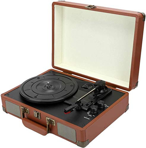 Giradischi vintage in vinile, giradischi da tavolo, supporto per dischi in vinile da 7/10/12 pollici e giradischi da 33/45/78 giri/min, grammofono marrone