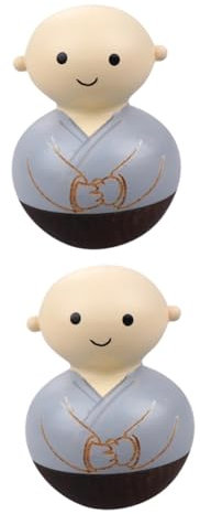 RORPOIR 2 Stücke Elegante Holz Mönch Handwerk Stilvolle Tisch Dekoration Desktop Für Wohnzimmer