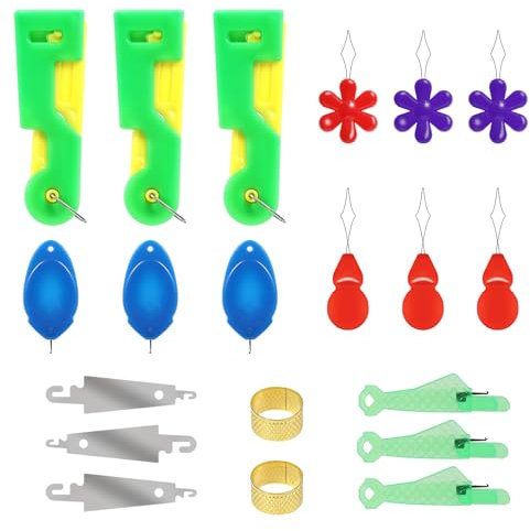 20 Stück Nadeleinfädler Set, Nähnadeln Einfädler, Automatischer Nadeleinfädler für Näharbeiten und schnelles Einfädeln Nähmaschine, Nähmaschinen Nadel Threading Tool für DIY Handnähen und Nähmaschinen