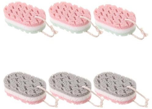 6 Stück Peeling-Badeschwamm und Massageschwamm für Körper - Für Frauen, Männer, Kind