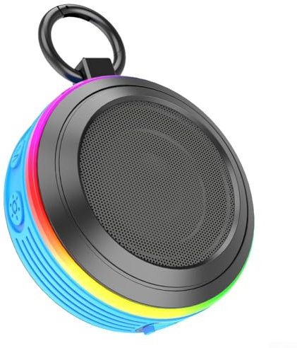 Altavoz de ducha montado con ventosa para escuchar la hora del baño con radio FM y controles fáciles, altavoz portátil impermeable, mini altavoz inalámbrico para baño (azul)