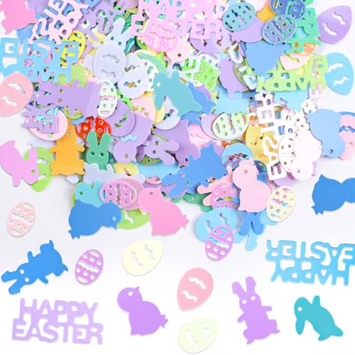 WANDIC Buntes Oster-Konfetti, niedliche Hasen-Eier, Tischdekoration, Konfetti, Frohe Ostern, Geschenkbox, Konfetti für Party-Dekorationen