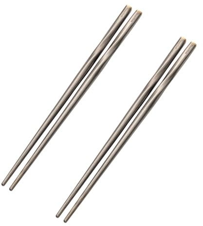 Thous Winds Titanium Chopsticks, 2 Pairs Ultralight Chopsticks, Reusable Utensils for Camping Backpacking Hiking Travel Home, 9-inch, with Storage Bag