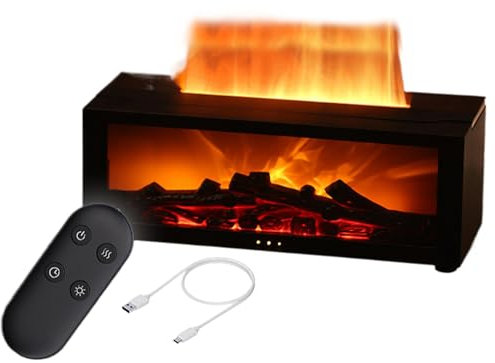 Difusor de Llama para Chimenea | 7 Colores Difusor de aromaterapia para Chimenea Humidificador de Aire Dispensador de Aceite Esencial LED - con Temporizador, protección de Apagado automático