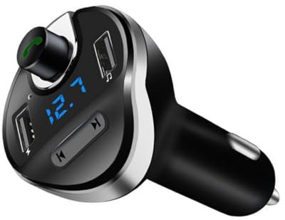HOMSFOU FM Transmitter Für Auto Drahtloser Car Radio Adapter Mit Freisprechfunktion USB Ladegerät Und Spannungsanzeige Für Und Smartphones