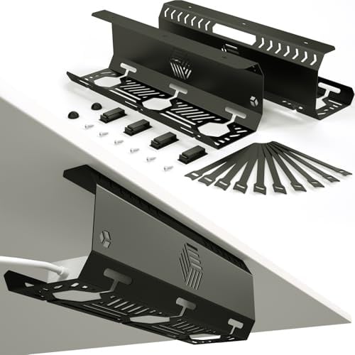 Kabelkanal Schreibtisch 2er Set Kabelführung aus Metall für perfekte Kabelordnung Elegantes Kabelmanagement für Home Office & Büro Stabile Kabelhalterung – Schwarz
