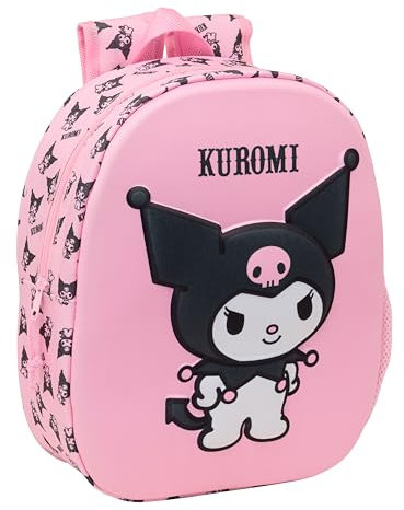 Safta KUROMI 3D - Mochila Escolar, con Diseño 3D, Adaptable a Carro, Ideal para Niños de Diferentes Edades, Cómoda y Versátil, Calidad y Resistencia, 27x10x33 cm