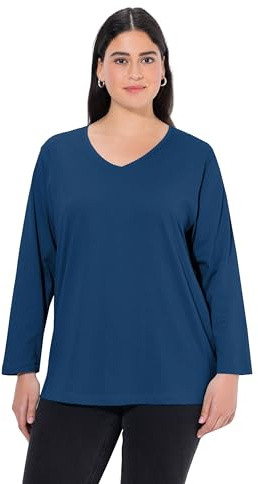 Ulla Popken Damen Shirt, V-Ausschnitt, Relaxed, Langarm Langarmshirt (1er Pack)