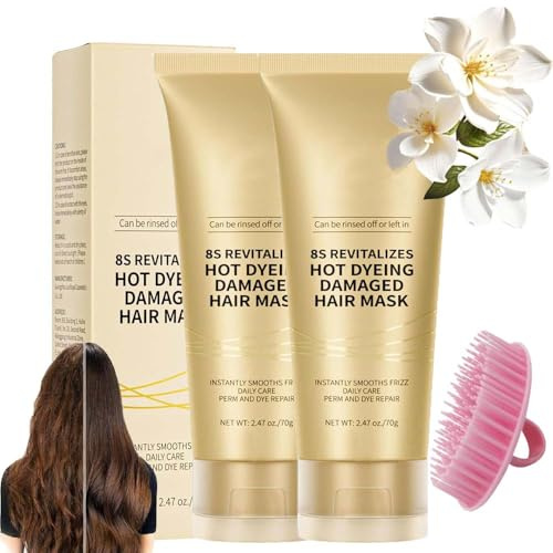 2Pcs 8 Seconds Revitalizing Hair Mask,8s Revitalizes Hot Dying Damaged Hair Mask,Hair Dye Repair Mask,Deep Moisture Repair Masks,Intensive Repair For Damaged Hair, For All Hair