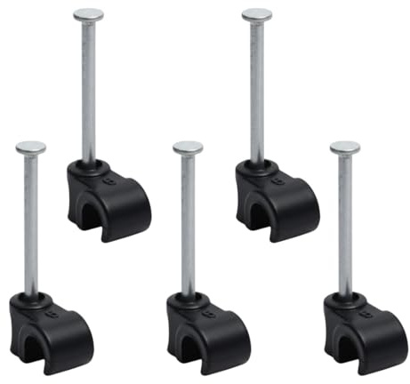 5mm Long Nail Round Cable Clips 100 Pack (Black)