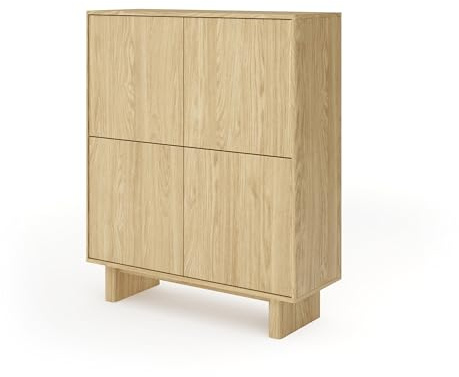 Masseno Kommode Trave 103,5 cm Sideboard mit Schubladen und 2 Türen für Wohnzimmer Schlafzimmer Modern 103,5x38,1x124,2 cm Eichefarben