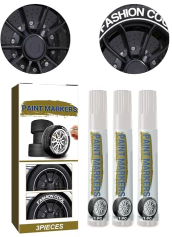 Auratrove Paquete de 3 rotuladores de neumáticos blancos, impermeables, de secado rápido, pintura permanente para coche, camión, ATV, dibujo de neumáticos, manualidades para graffiti