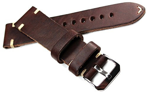 Sulla RIOS1931 22mm Vintage Leder Deutsch Fliegerband Retro Look Pilot dunkel braun