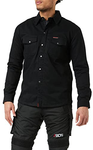 Bikers Gear Australia Motorcycle Kevlar Aramid Lined Protective Flannel Shirt Solid Black with CE 1621-1 Removable Armour Size XL