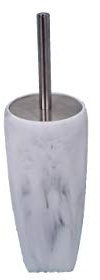 Octavia- White Marble Effect Resin Bathroom Toilet Brush & Holder White Silver metal Chrome