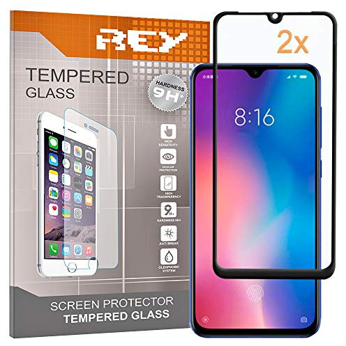 2X Protector de Pantalla 3D para XIAOMI MI 9 SE - MI9 SE, Negro, Protección Completa, 3D / 4D / 5D