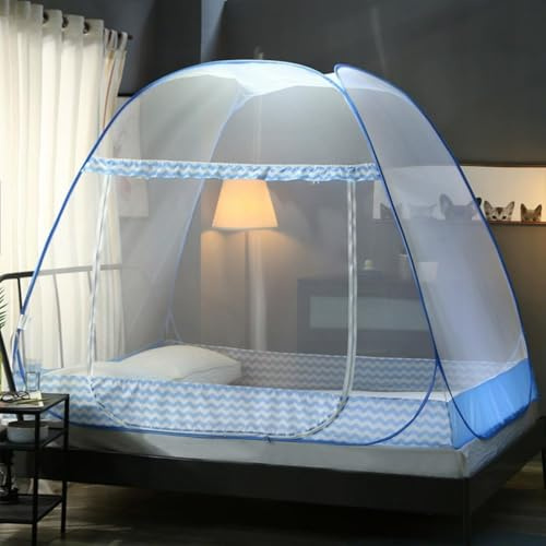 Homieco Mosquito Net Bed Canopy Pop Up Foldable Dome Net Single Door Free Installation Insect Protection Screen Repellant Netting Curtain for Indoor Outdoor (Light Coffee 1, 120 x 200 x 145cm)