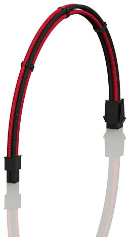 LINKUP - AVA 50cm EPS 4 Pin CPU ATX Motherboard PSU Power Supply Braided Sleeved Custom Mod PC Extension Cable w/Combs | Strong & Stiff Design | Single Pack | 500mm - RedBlack