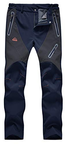 donhobo Damen Outdoorhose Winddicht Wasserdicht Wanderhose Winter Warm Gefüttert Softshellhose Schnelltrockend Camping Funktionshose Trekkinghose Marine L