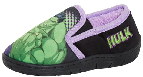 Marvel Boys Incredible Hulk Slippers for Kids Boys Slip On Fleece Fur Lined House Shoes