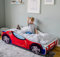 Kids Collective Autobett Kinderbett Jugendbett 70x140 | 80x160 mit Rausfallschutz Matratze optional | Kinder Spielbett Rennfahrer | von 3. bis 10. Lebensjahr