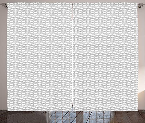 ABAKUHAUS Ciel Rideaux, Waves Minimaliste Japonais, Décoration Intérieure Accent Lot de 2 Panneaux, 280 x 225 cm, Pale Taupe et Gris pâle