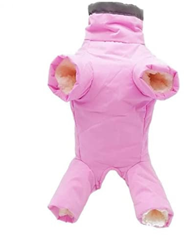 sevennine Hundemantel wasserdichte Haustier Winter Kleidung Warme Jacke Fleece Gezeichneter Mantel Hund Jacke Vier Beine für Winter Rosa S, Hundejacke mit Beinen, Adjustable