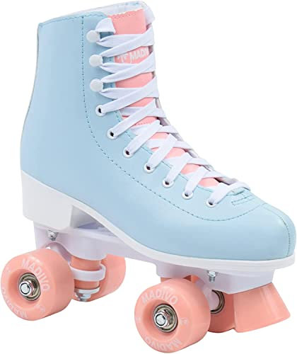 MADIVO Pastel Damen Klassische Retro Rollschuhe | ABEC-7 Kugellager | Mädchen Roller Skates Inliner Inlineskates | Blau/Koralle | Gr. 35, 36, 37, 38, 39, 40, 41