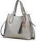 MKF Collection Hobo Bag für Damen, veganes Leder, Quaste, Umhängetasche, Handtasche, Geldbörse, Doppelgriff, Crossbody-Tasche von Mia K, Lana Pewter