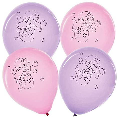 Baker Ross FC989 Magical Mermaid Party Balloons - Pack of 10, Kids Party Decorations, Balloons for Birthday Parties, Magical Memraid Party Balloons