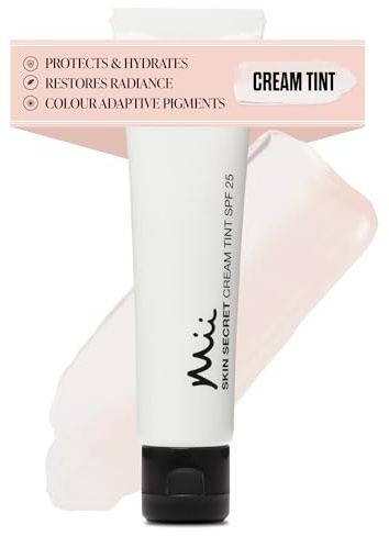 Mii Cosmetics Skin Secret, Cream Tinted Moisturiser, SPF25, Ultra Lightweight Fluid Tint, with Micro Encapsulated Pigments for Natural Radiance, Seamlessly 01