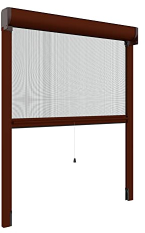 Zanzanet Zanzariera Chiusura Ermetica verticale a molla 55mm per finestre su misura personalizzabile a rullo con profilo robusto e resistente in alluminio 140x120 cm