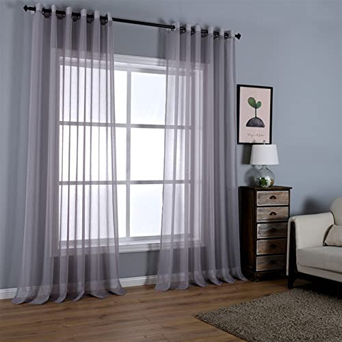 SK Studio 2er Set Sheer Voile Vorhang mit Ösen Transparente Gardine aus Voile Polyester Ösenschal Transparent Wohnzimmer Luftig Dekoschal für Schlafzimmer Violett, 254x259cm