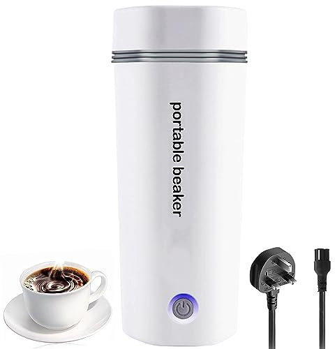Portable Travel Electric Kettle - 350ml Fast Boil Stainless Steel Mini With Automatic Shut-off, 3 in 1 One Cup Hot Water Boiler for Tea Coffee - White