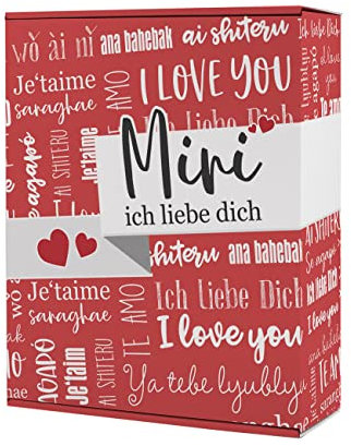 Herz & Heim® Geschenkbox Ich liebe Dich in verschiedenen Sprachen/personalisiert mit Namen 35,5 cm x 10 cm x 28 cm (B/H/T)