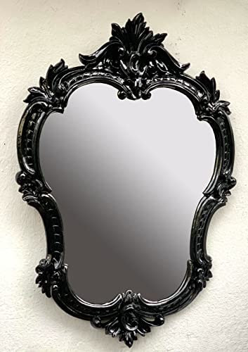 Generisch Wandspiegel Antik Oval Gold Weiß Silber Schwarz Retro Spiegel Barock 50X35 Badspiegel Prunkspiegel Wohnzimmerspiegel C 444 (Schwarz)