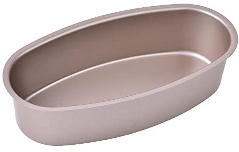 Bakeley Ellipse Cheese Cake Pan, 8-Inch Non-Stick Oval Cake Bread and Meat Bakeware for Oven and Instant Pot Baking (Champagne Gold)