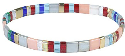 KELITCH Damen Armbänder Tila Perlen Miyuki Perlen Goldene Perlen Elastische Wrap für die Anpassung stapelbar Mode Schmuck Set für Damen