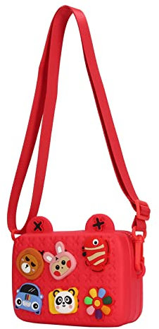 Kameratasche, Cartoon-Umhängetasche, Harte Kameratasche für Mädchen und Jungen, Kameraspielzeug, 7,2 X 5,5 X 2,8 Zoll (Rot)