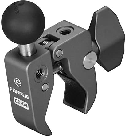 FANAUE Handlebar Clamp Base with 1 Inch Ball Adapter for Diameter 13-52 mm Motorcycle Bicycle Handlebars, Mobile Phone Holder Socket Compatible with RAM Mount B Size Double Base Arm, Made of Aluminium