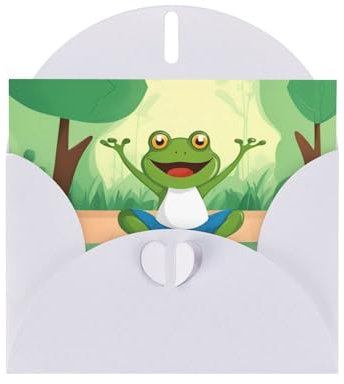 BROLEO Weihnachtskarten, Motiv: Frosch, der Yoga macht, Perlglanzpapier, geeignet als Einladungskarten für Weihnachtsfeiern