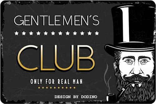 DODINO 20 x 30 cm Cartel de chapa Gentlemans Club Retro Hombres Club Bar Sombrero Cilindro Alcohol Beber Pizarra Pared Decoración Bar Pub Cafe Coleccionista Regalo