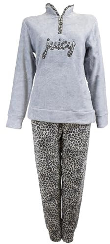 Karelpìu Pigiama Donna Invernale - Pile Coral Soffice Morbido - Molto Caldo Taglie Calibrate e Forti (3XL/56-58, Grigio 5220)