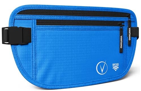 Cintura per soldi da viaggio nascosta, portafoglio con protezione RFID, adatta per passaporto e telefono con custodia