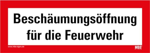 Aufkleber Hinweis „Beschäumungsöffnung für die Feuerwehr“ Folie nach DIN 4066 | Größe wählbar Made in Germany, Größen Name: 29,7 x 10,5 cm