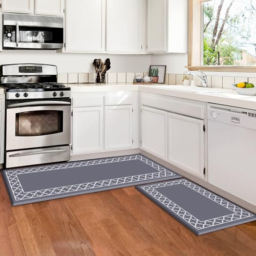 LuxStep Tapete de cocina [2 piezas] acolchado 1.2 cm anti fatiga alfombra de cocina antideslizante alfombras de cocina y alfombras de cocina impermeables alfombra de cocina cómoda alfombra de pie para