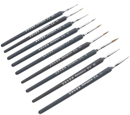 TOPPERFUN 9St Miniaturfarbe Wolfshaarbürsten Kleiner Pinsel acrylbilder bürste Reinigung Felsen Nagelkunstfarbe Detailpinsel feine Detailfarbe Maniküre malen Nagelzubehör Gouachepinsel Kind